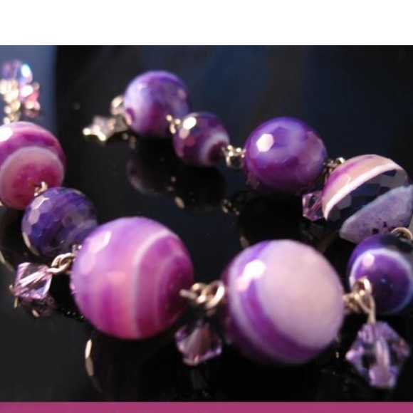 Purple Brazilian agate Swarovski bracelet - Picture 3 of 7
